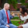 Couple toasting with champagne glasses - personalized engraved wedding gifts by Endless Etchings Pompano Beach FL